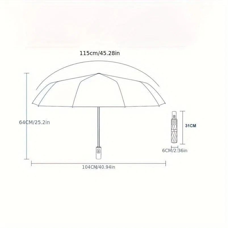 Umbrelă Automată Unisex cu 24 de Coaste Consolidate – Pliabilă, Portabilă și Durabilă,