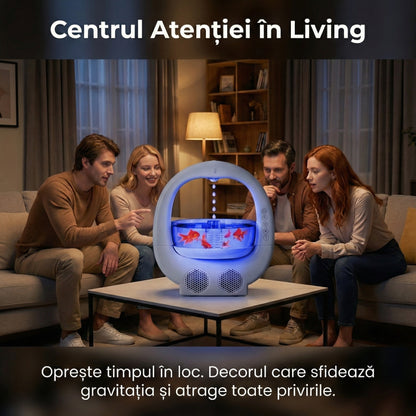 Umidificator Anti-Gravitație Multifuncțional cu Acvariu și Boxă Bluetooth, 700ml, Lumini Ambientale RGB, Alb