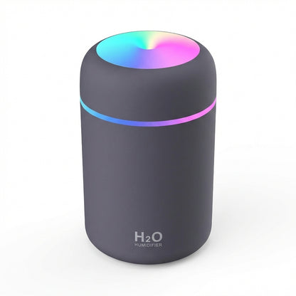 Umidificator de Aer Ultrasonic H2O, Lumini Ambientale RGB, Difuzor Aromaterapie, Silențios, Design Modern, Gri