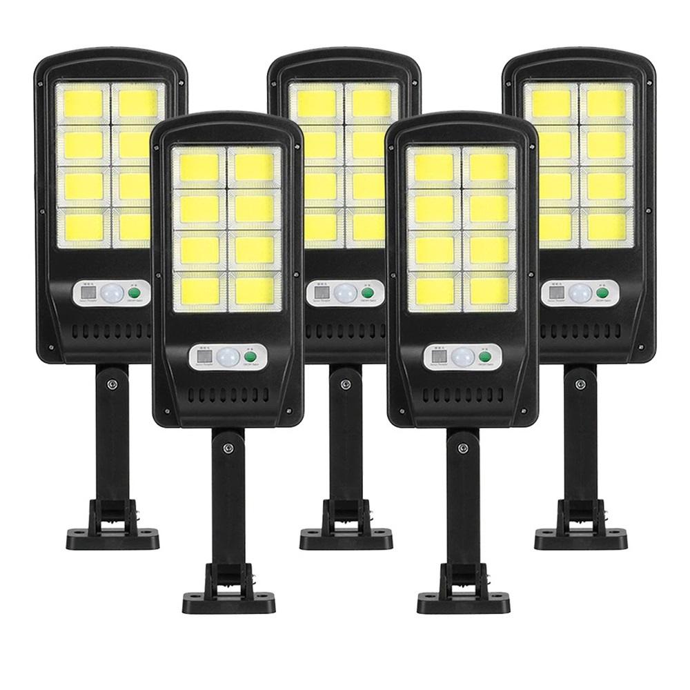Set 5 Lampi LED Solare 150W COB 160 LED-uri cu Senzor de Mișcare, Autonomie 12-14 ore, IP65