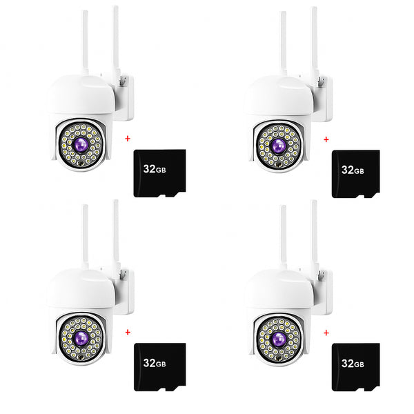 Set 4 Camere Wifi de Exterior Quanthex Color + Card 32 GB , Senzor de Miscare, Night Vision, Vizualizare Live pe Telefon