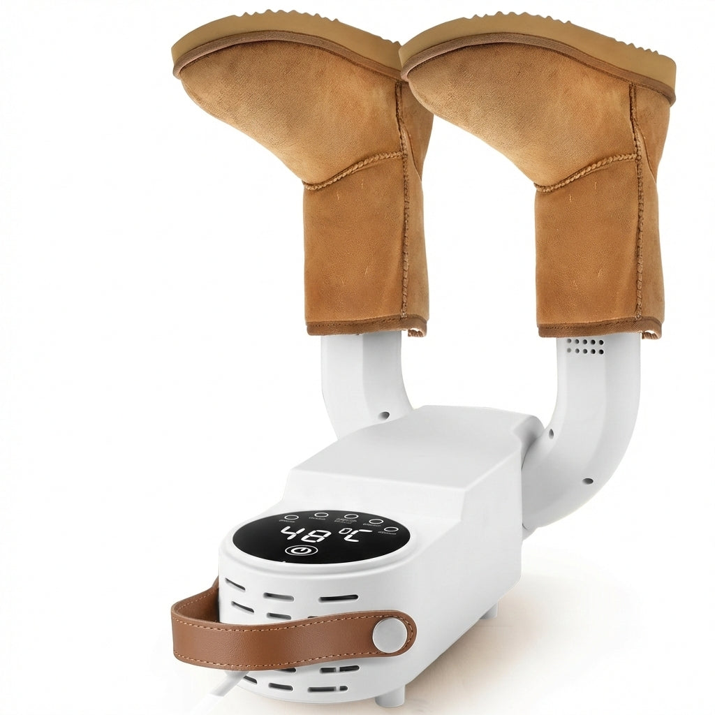 Uscător Electric Pliabil pentru Încălțăminte 150W cu Sterilizare UV, Timer Automat, Display Digital, 360° Aer Cald, Alb