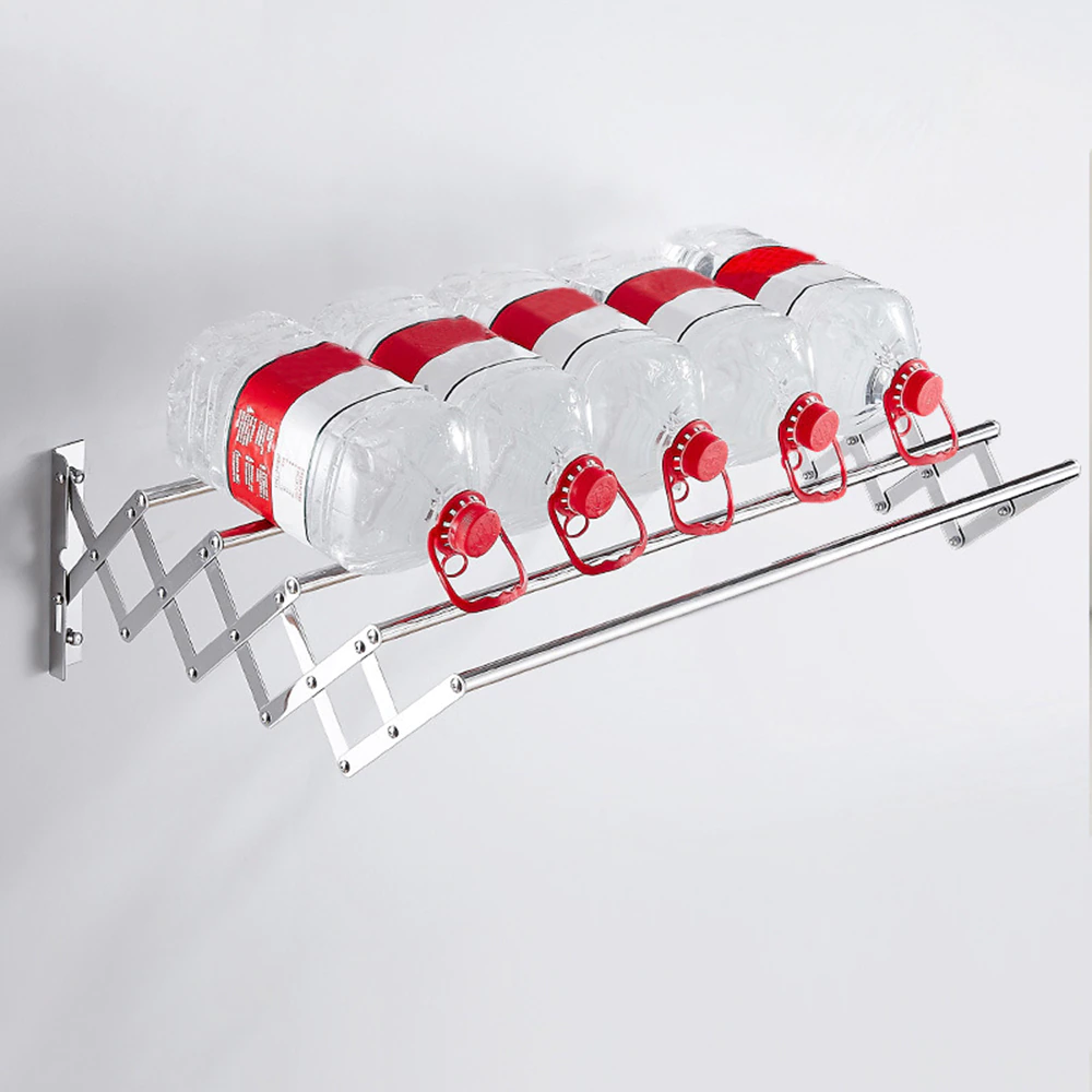 Uscător de Rufe Pliabil din Aluminiu, 60 cm Retractabil, cu Prindere în Perete