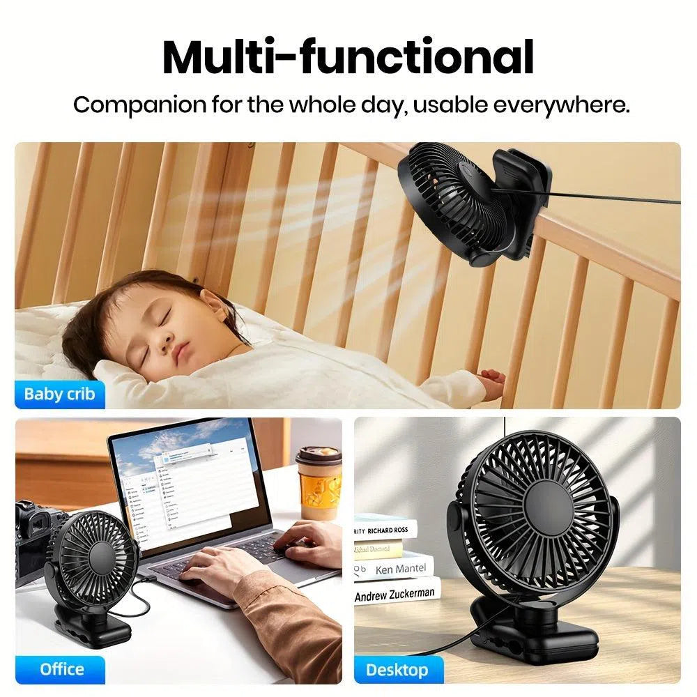 Ventilator de birou cu clema USB TOPK, motor fara perii, flux de aer puternic si silentios, clema puternica pentru atasare sigura, design elegant, constructie de inalta calitate, ventilator personal mini portabil pentru dormitor si birou