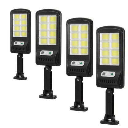 Set 4 Lampi LED Solare 150W COB 160 LED-uri cu Senzor de Mișcare, Autonomie 12-14 ore, IP65