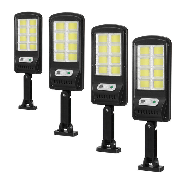 Set 4 Lampi LED Solare 150W COB 160 LED-uri cu Senzor de Mișcare, Autonomie 12-14 ore, IP65