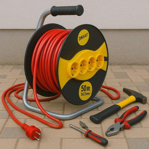 Rola Prelungitor 50M cu 4 Prize – Cablu 3x2.5mm cu Tambur