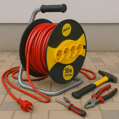 Rola Prelungitor 50M cu 4 Prize – Cablu 3x2.5mm cu Tambur