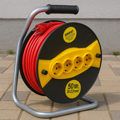 Rola Prelungitor 50M cu 4 Prize – Cablu 3x2.5mm cu Tambur