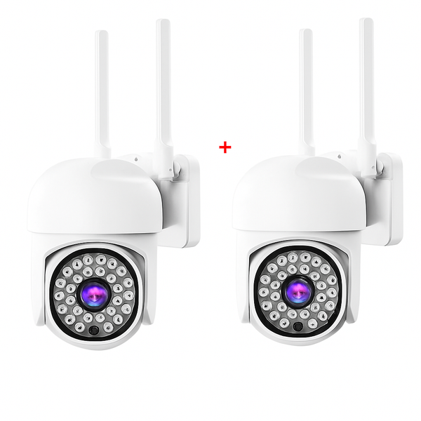 Pachet x2 Camera Wifi de Exterior Quanthex Color , Senzor de Miscare, Night Vision, Vizualizare Live pe Telefon