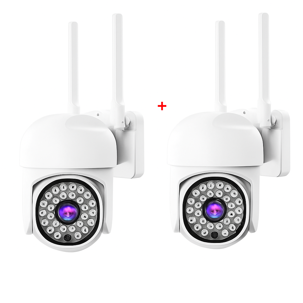Pachet x2 Camera Wifi de Exterior Quanthex Color , Senzor de Miscare, Night Vision, Vizualizare Live pe Telefon