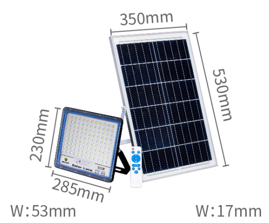 Proiector Solar Jortan Blue 600W 400W 200W 100W Lampa cu Incarcare Solara cu Panou Solar Kit Montaj