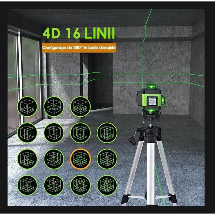 Nivela Laser Verde 4D cu 16 linii