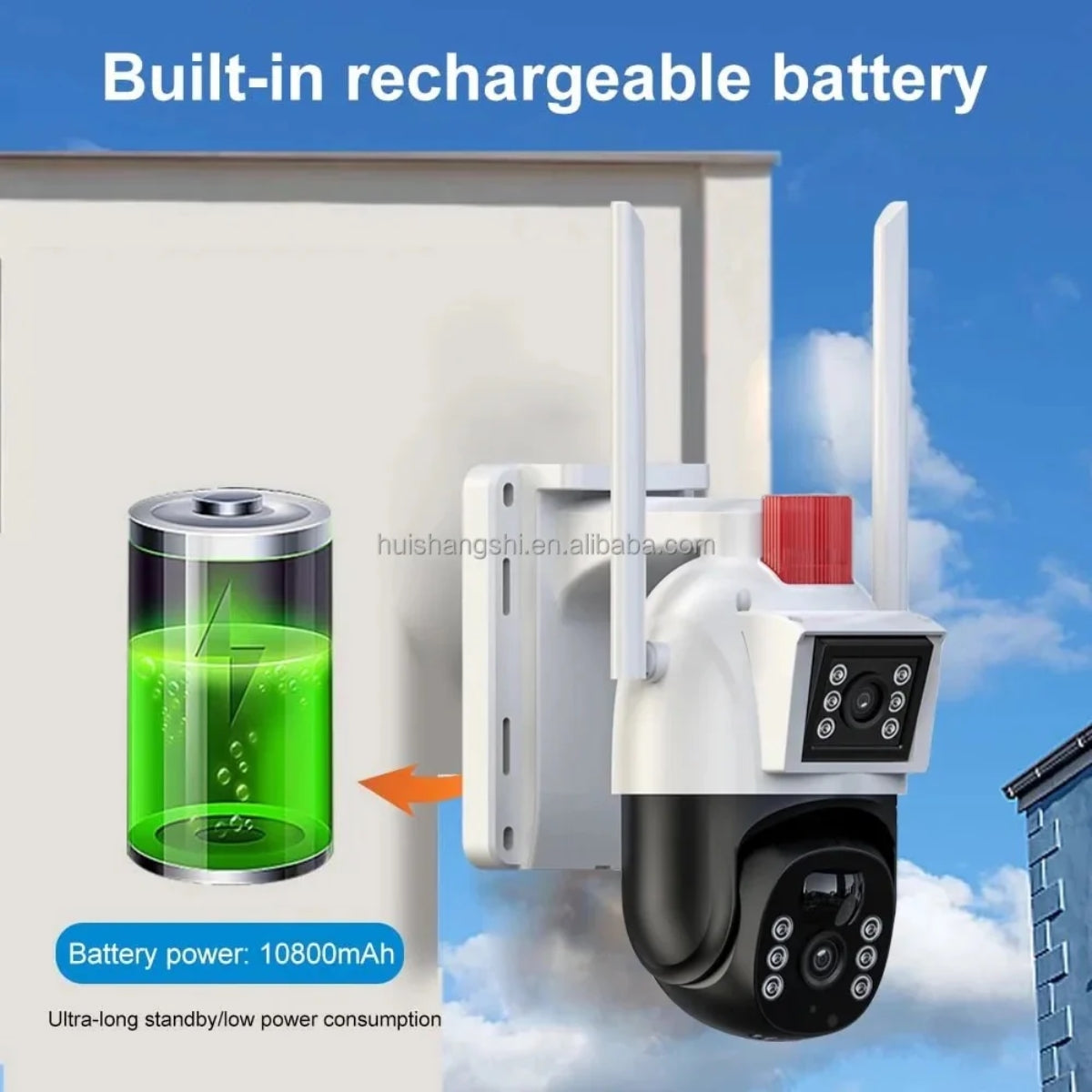 Cameră Solară Dublă | SIM 4G | Smart AI V380-Pro + Card 32GB