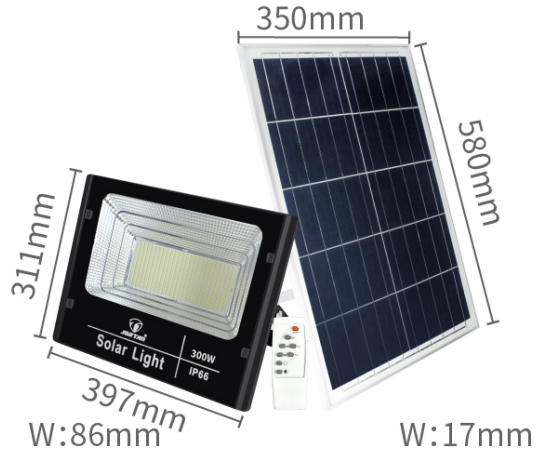 Proiector Solar Jortan 1200W 600W 400W 200W 100W 50W + Panou Solar + Kit Montaj