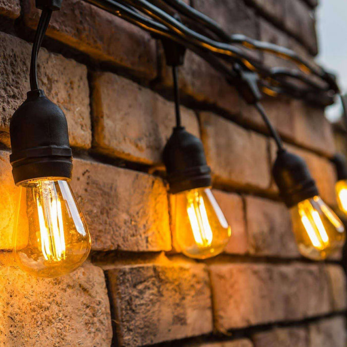 Ghirlandă Luminoasă Hibrid | Incărcare Solară + Priză | 10 Metrii și 10 Becuri 3W, E27