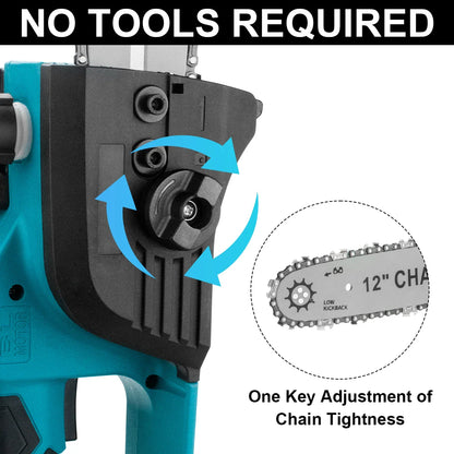 Set Complet Fierăstrău Electric Lama 30 Cm, 2 Acumulatori 48V si Ungere pe Lanț