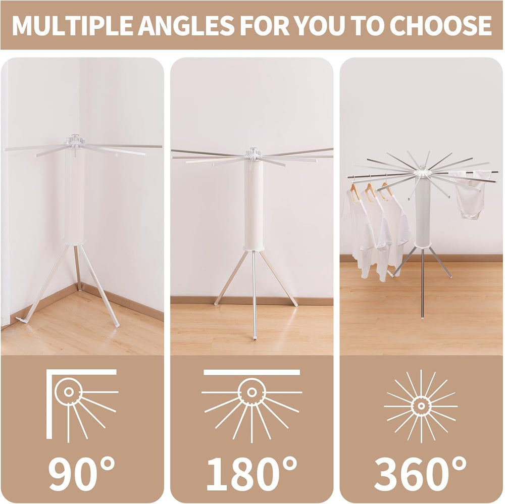 Uscător de Rufe tip Trepied, Pliabil și Compact, cu 16 Brațe Rotative, pentru Interior și Exterior, 125 cm
