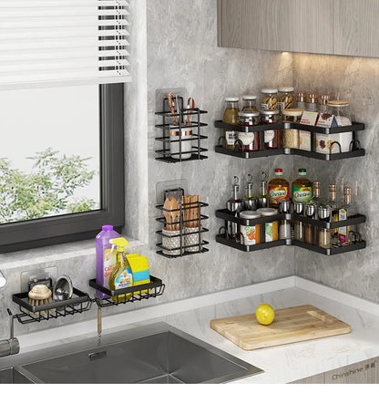 Set 5 Rafturi Premium fără Găurire Organizatoare pentru Baie sau Bucătărie