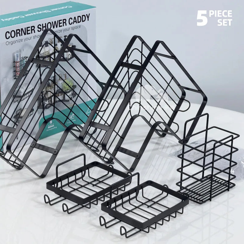 Set 5 Rafturi Premium fără Găurire Organizatoare pentru Baie sau Bucătărie