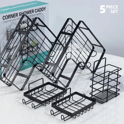 Set 5 Rafturi Premium fără Găurire Organizatoare pentru Baie sau Bucătărie