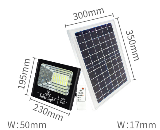 Proiector Solar Jortan 1200W 600W 400W 200W 100W 50W + Panou Solar + Kit Montaj