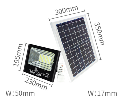 Proiector Solar Jortan 1200W 600W 400W 200W 100W 50W + Panou Solar + Kit Montaj