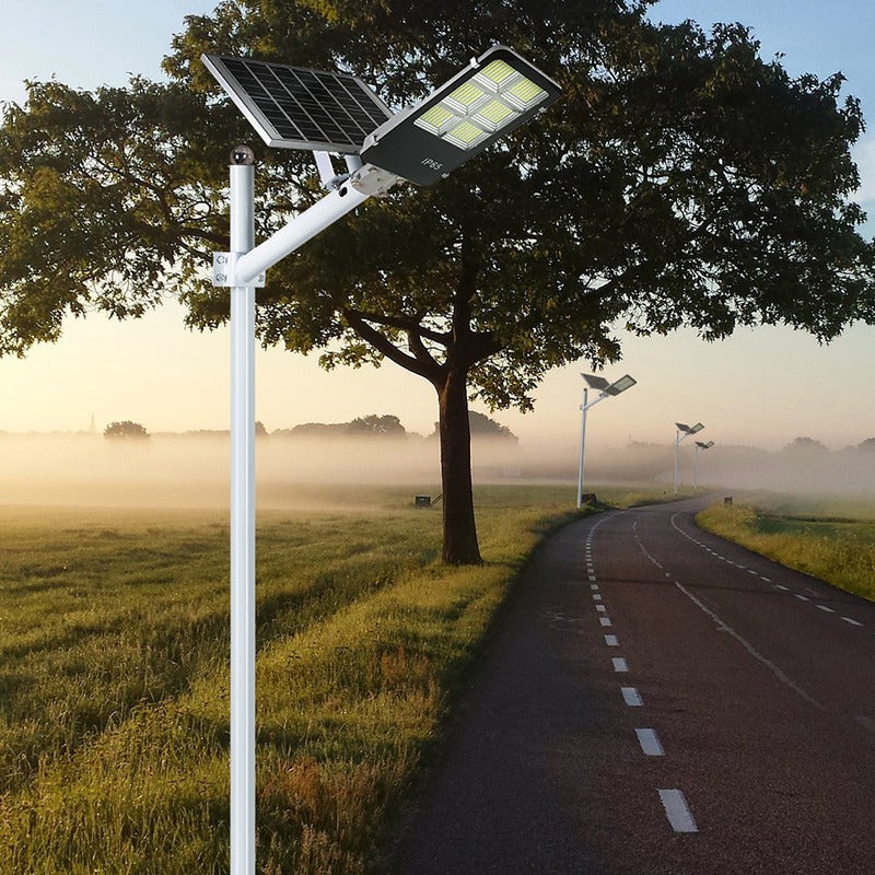 Set Complet Lampă Solară Quanthex 400W/300W, Stâlp, Kit Montaj și Telecomandă