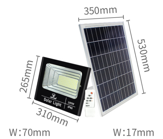 Proiector Solar Jortan 1200W 600W 400W 200W 100W 50W + Panou Solar + Kit Montaj