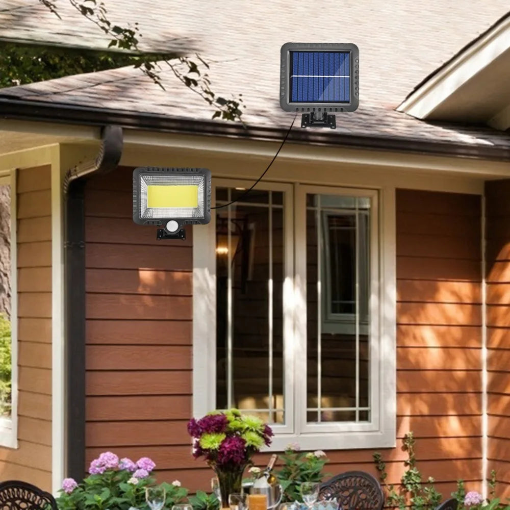 Set 4 Lămpi Solare 100W cu Senzor de Lumină și Mișcare Leduri COB + Telecomandă