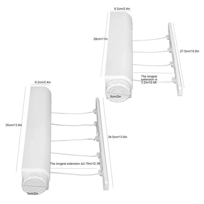 Uscător de Rufe Retractabil Lungime 3 metri cu 4 Sfori