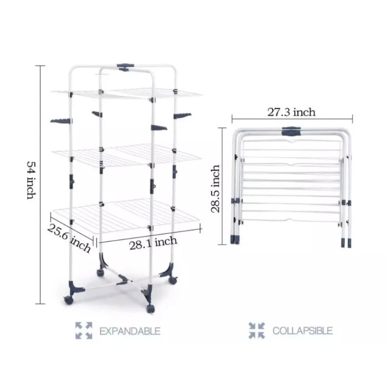 Uscător Profesional Dublu Pliabil cu 3 Etaje Suporta 40 kg , 137 cm * 66cm  * 72 cm