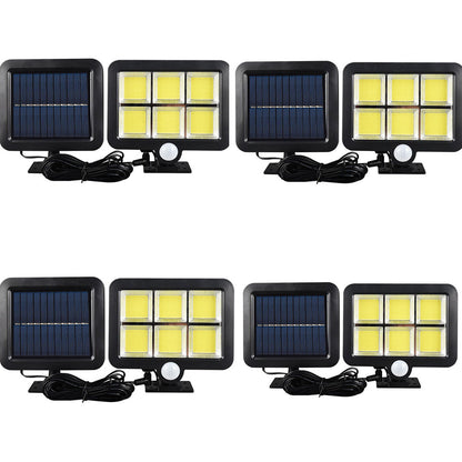 Set 4 Lămpi Solare 100W cu Senzor de Lumină și Mișcare Leduri COB + Telecomandă