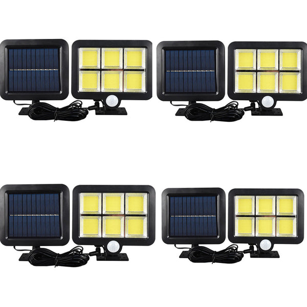 Set 4 Lămpi Solare 100W cu Senzor de Lumină și Mișcare Leduri COB + Telecomandă