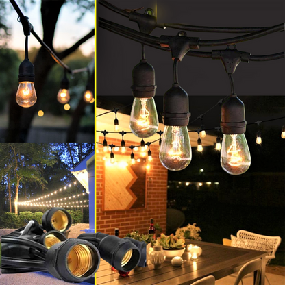 Ghirlandă Luminoasă Hibrid | Incărcare Solară + Priză | 10 Metrii și 10 Becuri 3W, E27