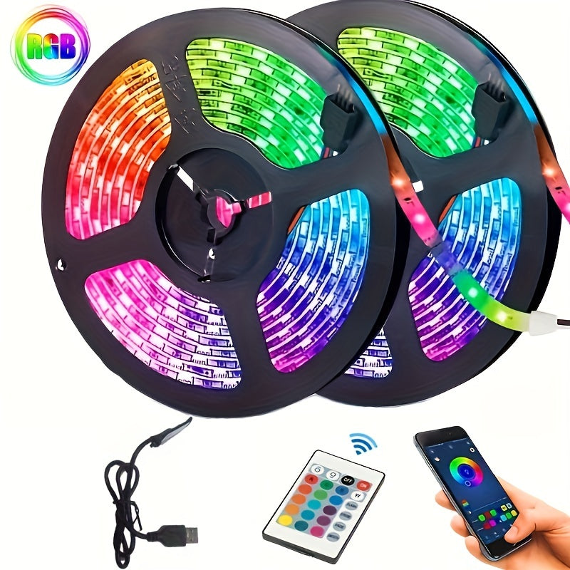 Banda de LEDuri RGB 5050 cu sincronizare muzical pentru schimbarea culorii control prin aplicaie inteligent benzi de LEDuri pentru dormitor camer decor acas petrecere festival 1m3m5m10m20m50m 24 taste44 taste