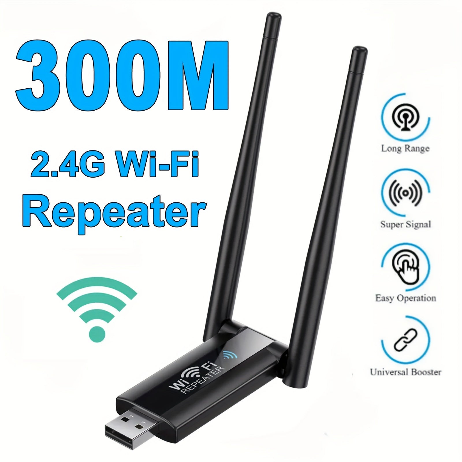 Repetor wireless WiFi de 24G 300Mbps extensor de semnal WiFi amplificator de reea cu distan lung adaptor de card de reea USB