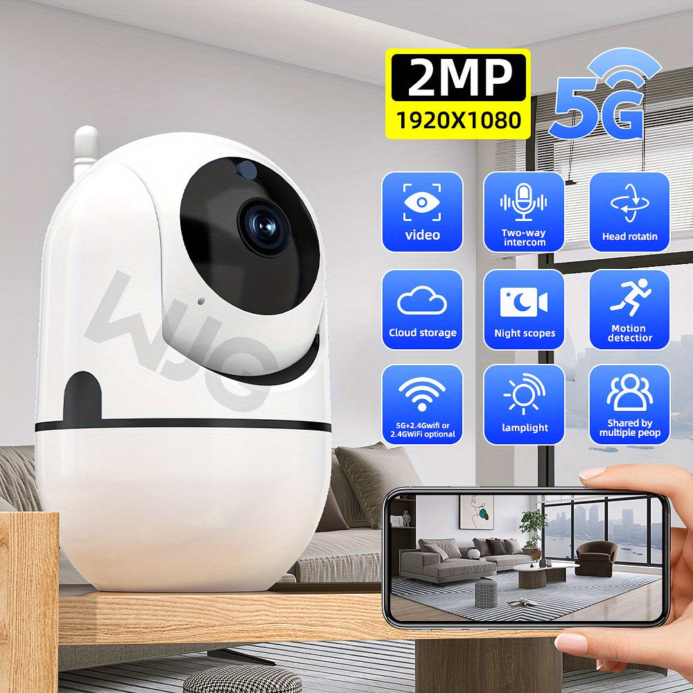 Camera de securitate WiFi inteligent WJG 2MP cu rezoluie nalt supraveghere indoor cu 360 PTZ monitorizare bebeluianimale de companieacas suport 24G5G WiFi vedere nocturn color stocare n cloud i SD fr card TF audio bidirecional u