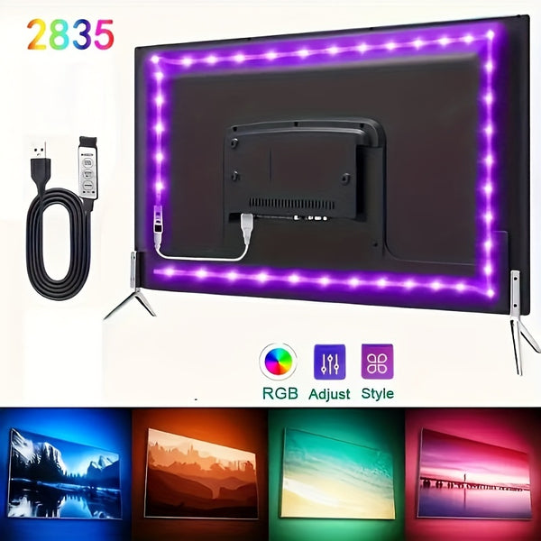 Bandă Luminoasă RGB 2835 LED USB - Bandă Flexibilă de Iluminare pentru TV, 5V