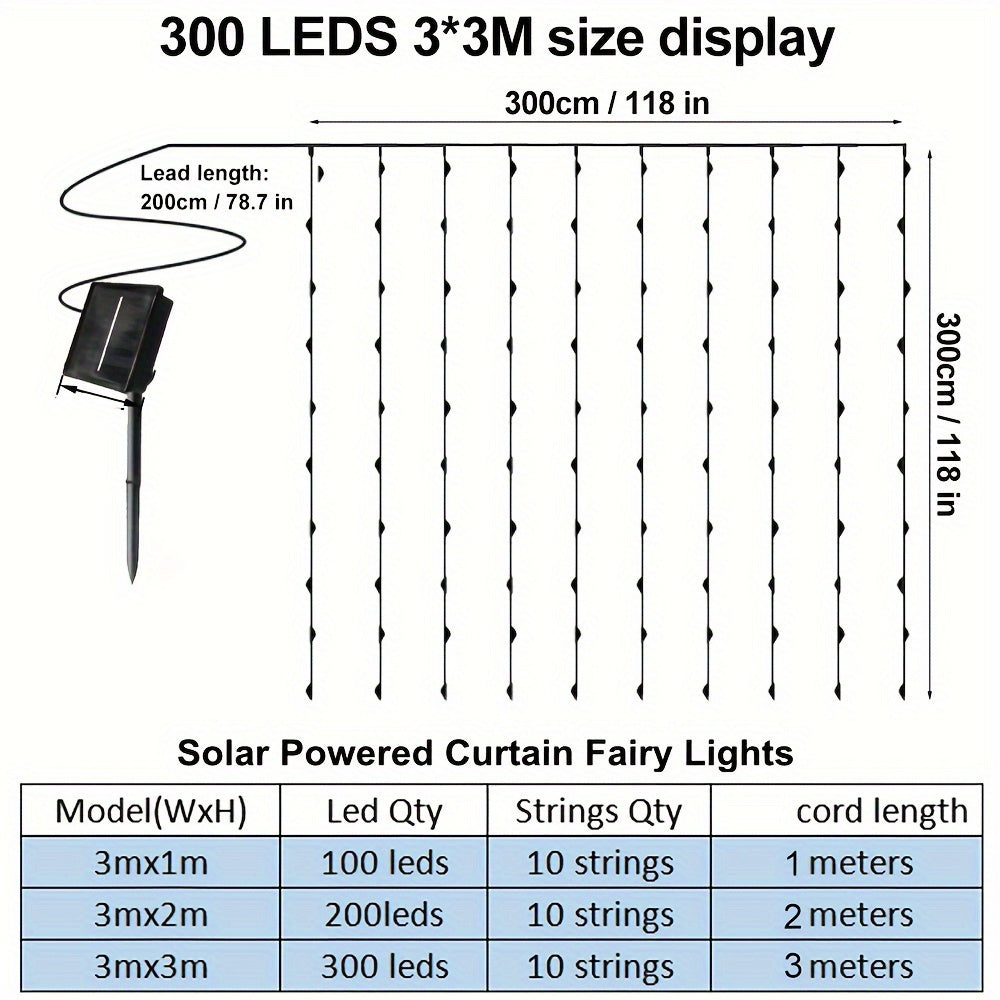 1Lumini LED cu Cascad Solar 2987x2987cm  300 LEDuri cu 8 Moduri pentru Decor Exterior  Interior Perfecte pentru Camping Nunti Petreceri i Rulote