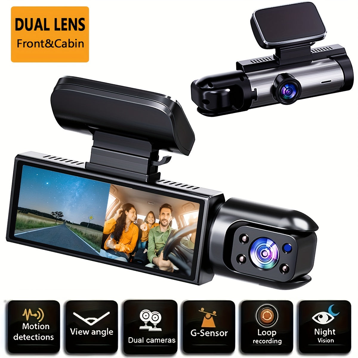 1Camera De Bord Pentru Fa i Interior Dash Cam 803cm 1080P Senzor G Viziune Nocturn HD nregistrare n Bucl DVR Auto Cu Unghi Larg poziia Fotodiodului Albastru Este Aleatorie