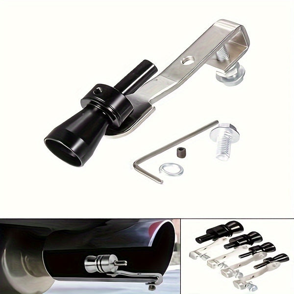 Fluier Turbo Sound din Aliaj de Aluminiu pentru Mașini și Motociclete, Imitator Eșapament cu Cheie și Șurub, Roșu/Negru