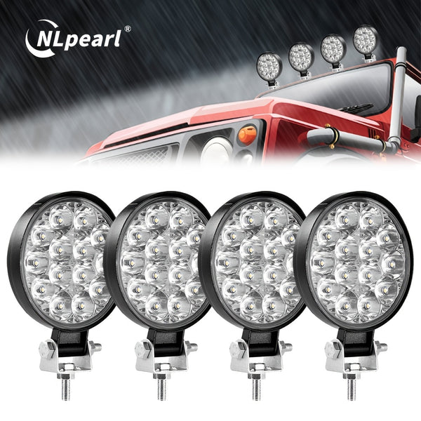 Set 4 Lumini de Lucru cu LED, 48W/42W - Reflectoare Impermeabile pentru Drumuri, 12V/24V, Faruri pentru Jeep