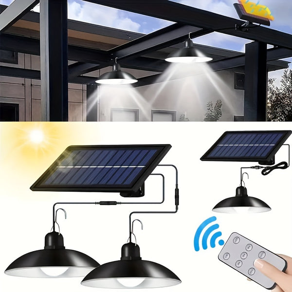 Lampă cu Panou Solar Staaricc cu 2 Becuri LED - Utilizare Interioară și Exterioară, Telecomandă Inclusă