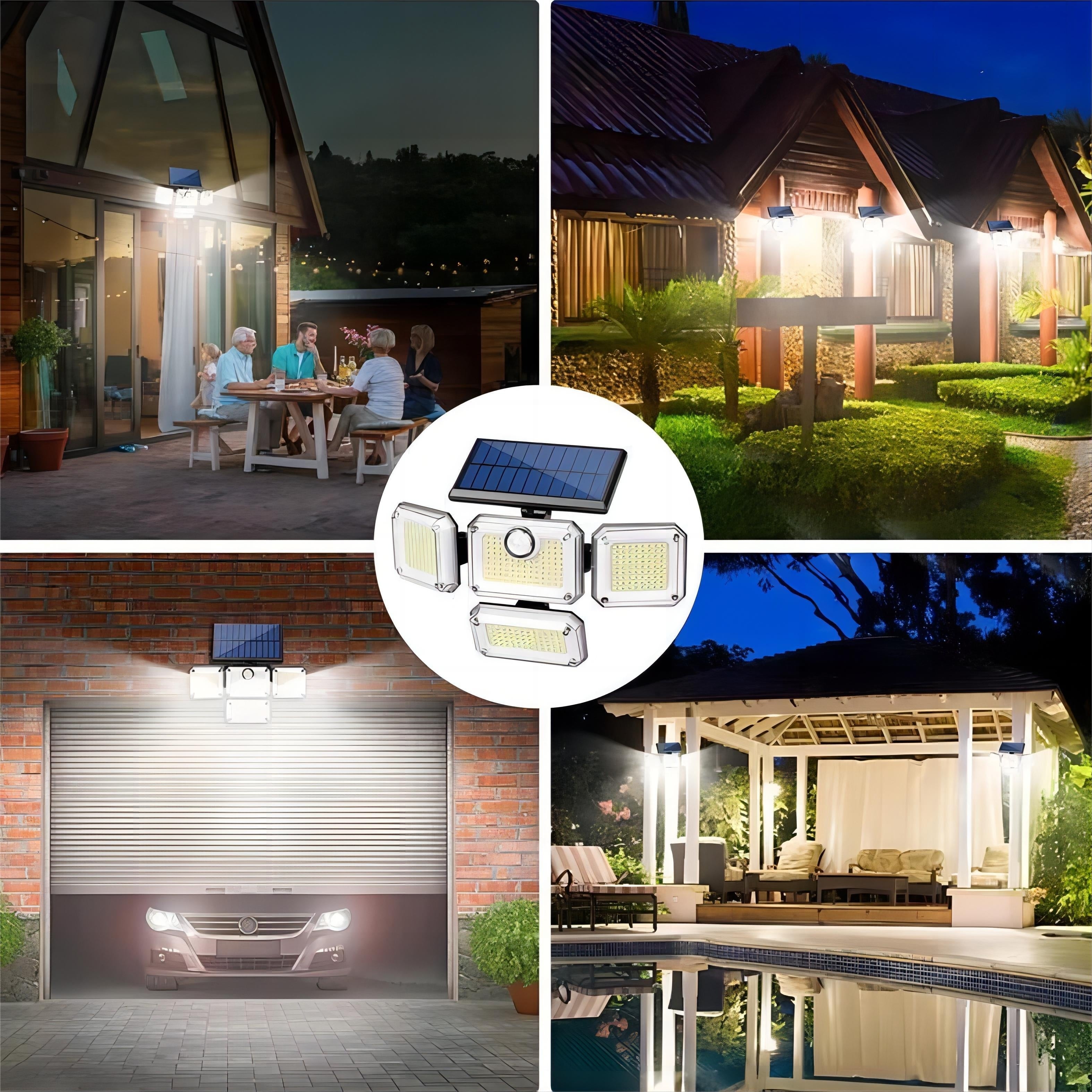 Luminile solare LED Staaricc 1 PC 333 pentru exterior cu luminozitate ridicat i control la distan super strlucitoare cu 4 capete i senzor de micare unghi larg de 270 cu 3 moduri perfecte pentru iluminatul terasei petrecerilor n grdin ga