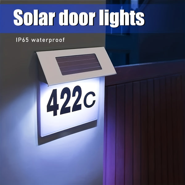 Semn Solar LED cu 4 Lămpi – Plăcuță de Număr pentru Casă, Impermeabilă și Personalizată, Ideală pentru Exterior