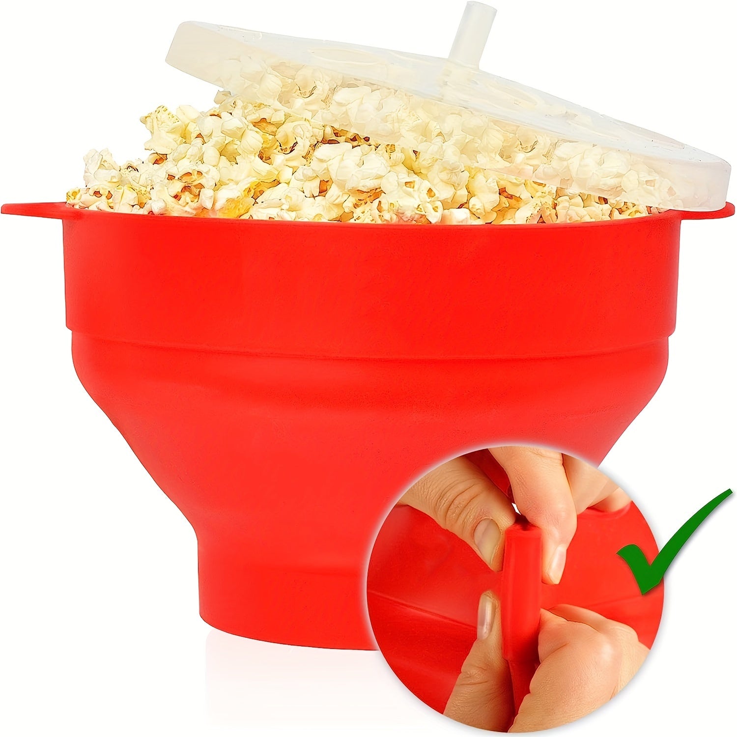 1Main de fcut popcorn pentru cuptorul cu microunde de dimensiunea familiei  Bol pentru popcorn din silicon fr BPA cu capac pliabil i se poate spla n maina de splat vase