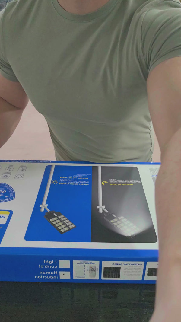 Lampă Solară LED Dubla 2400W 2000W 1600W Quanthex cu Telecomandă și Suport Metalic