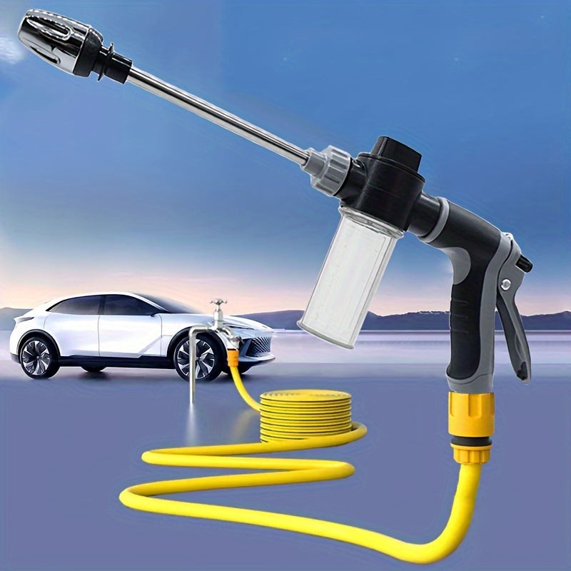 1PC High Pressure Car Wash Water Gun MultiFunction Garden Hose Nozzle Adjustable Thickened Rod Sprayer with Plated Copper Tip Universal 34 and 12 Quick Connect Adapter for Cleaning Tools