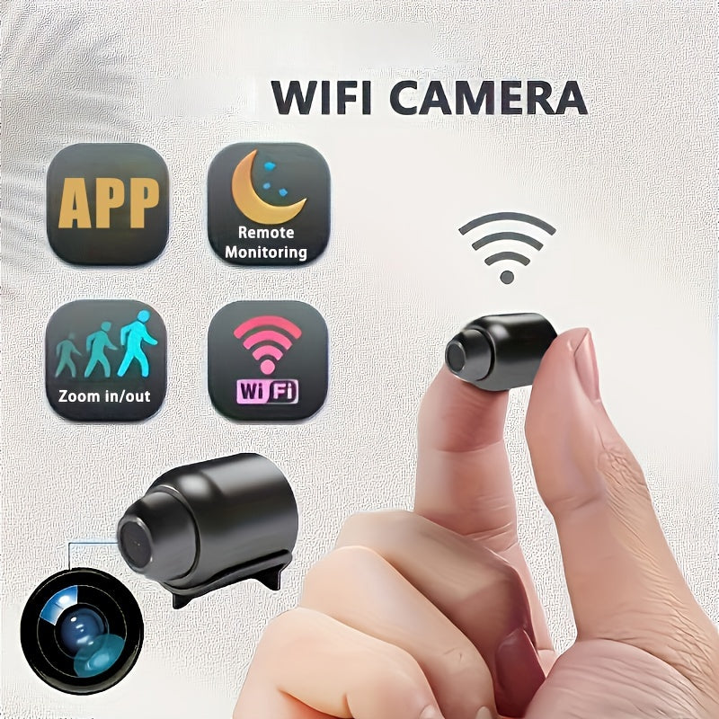 O camer IP wireless miniatur de 24 GHz rezoluie 480P un unghi larg de 140 conectivitate WiFi compatibil cu aplicaia Android fr card TFSD negru